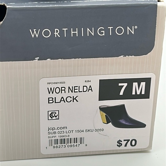 2518- Worthington Wor Nelda Black & Gold Mules Size 7 NWT with Box - Picture 8 of 12